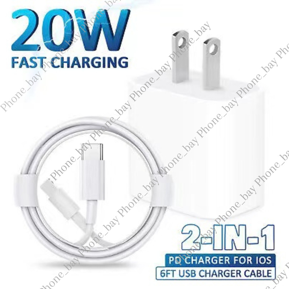 For iPhone 11/12/13/14/X 20W USB-C Fast Charger PD Charger Adapter PD Cable Cord