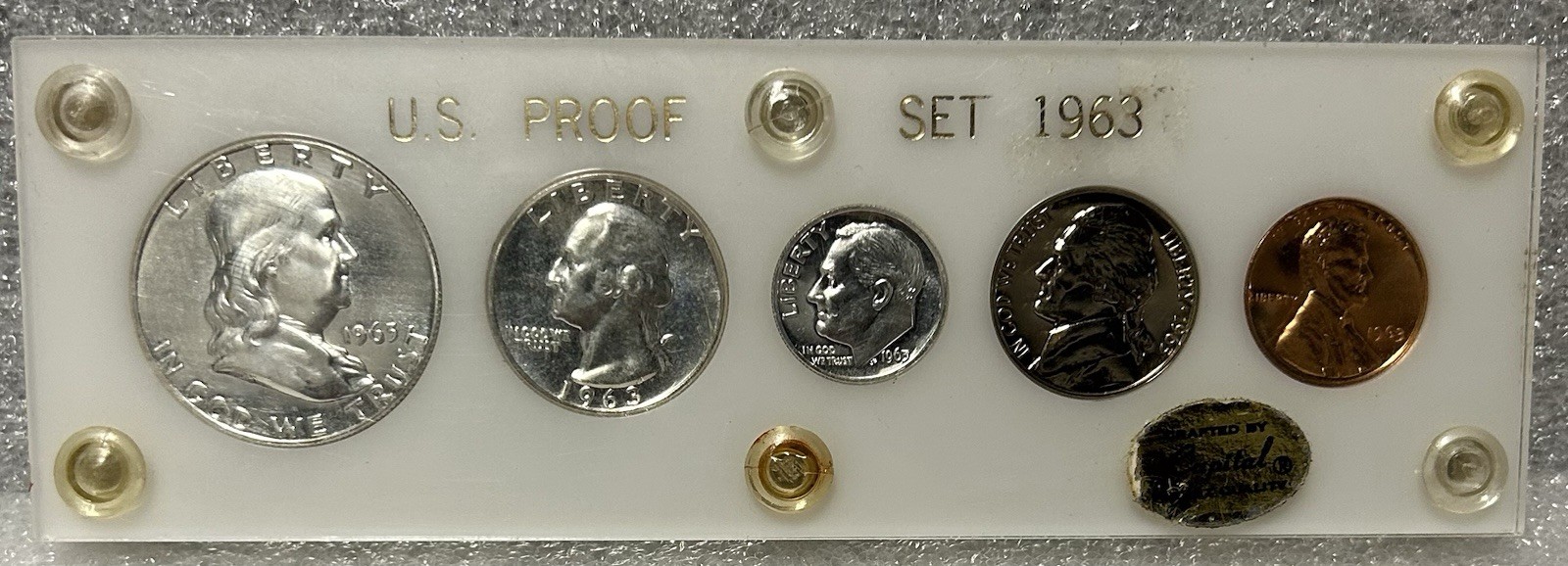 1963 5 Coin Proof Set in Plastic Holder BOX-CS5