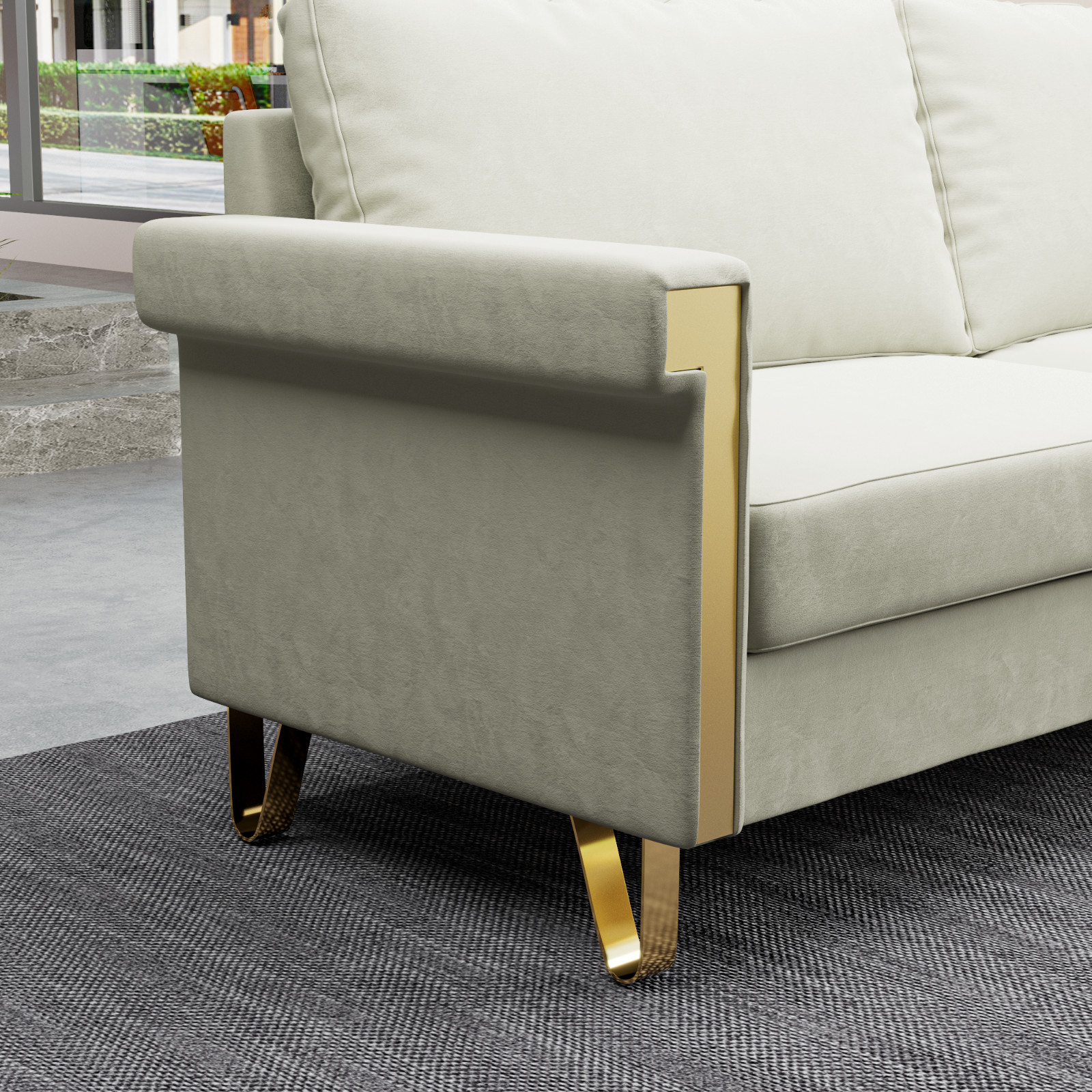 2.5 Seat Velvet Sofa Upholstery with Ideal Mid-Century Modern Living Room Furnit