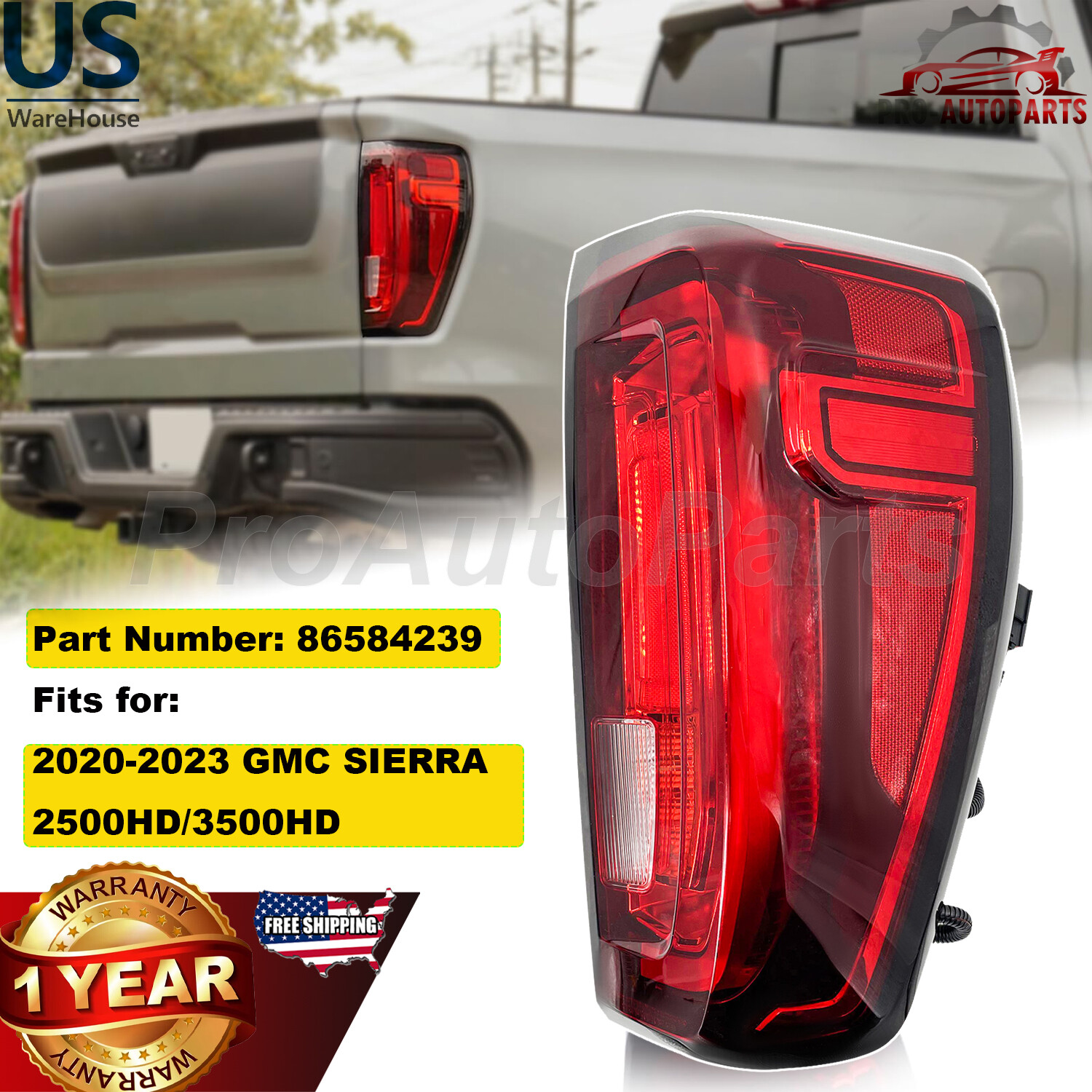 For 2020-2023 GMC Sierra 2500 3500 Right Passenger Side LED Taillight Rear Lamp