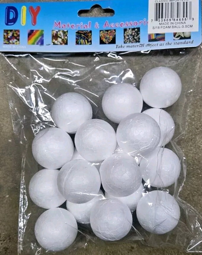 DIY Polystyrene Balls 3.5 cm 18 Round White Styro Foam Sphere Art Craft