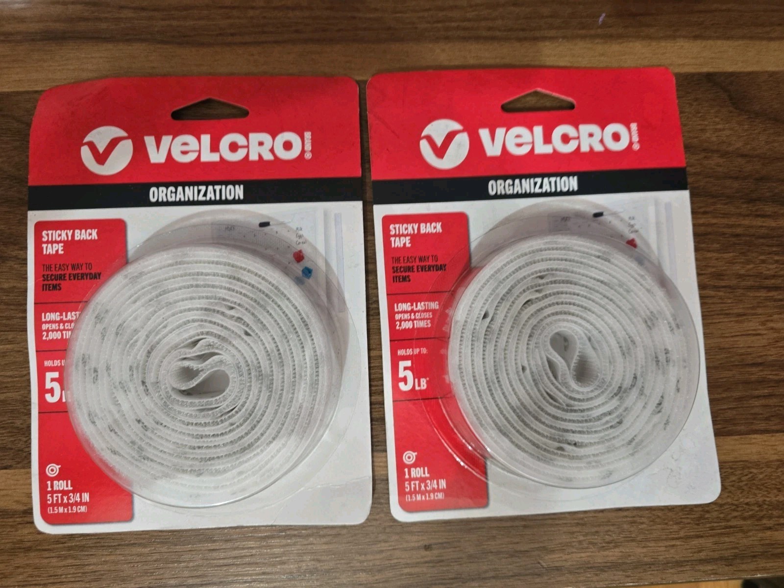 VELCRO Brand 5 Ft x 3/4 In | White Tape Roll with Adhesive LOT OF 3