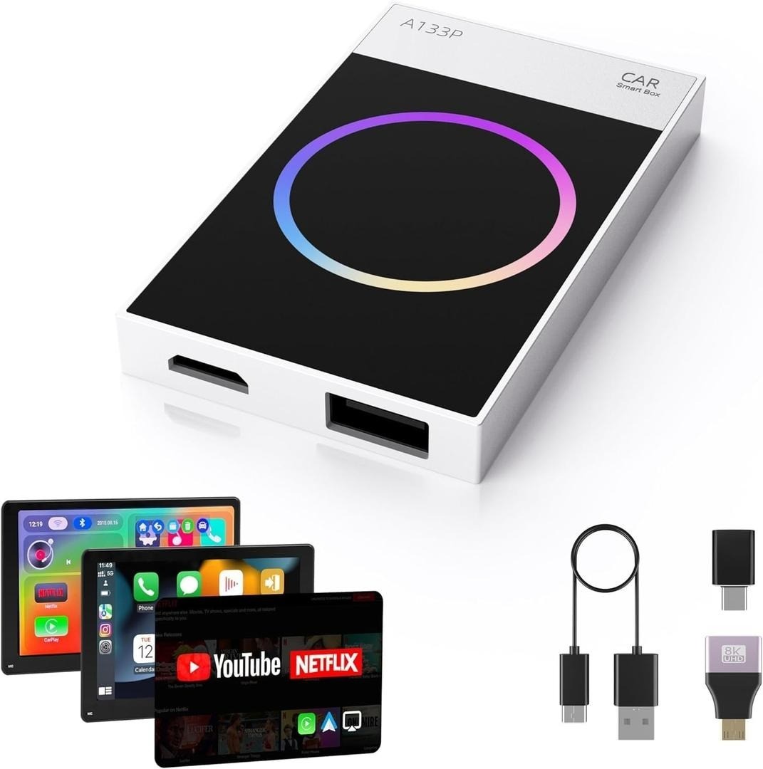Wireless CarPlay Adapter w/ YouTube Netflix TikTok  for Cars w/ Wired CarPlay
