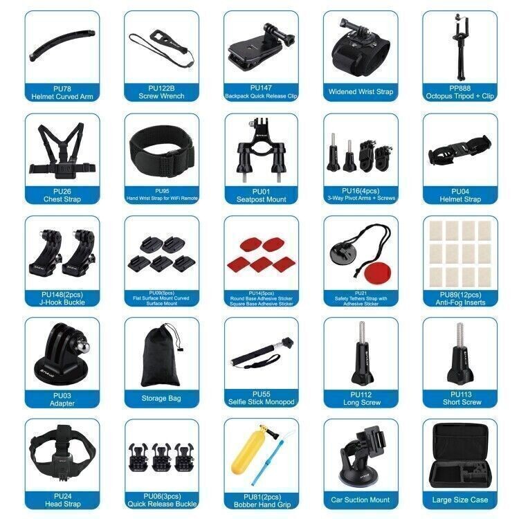 PULUZ 50 in 1 Accessories Total Ultimate Combo Kits with EVA Case