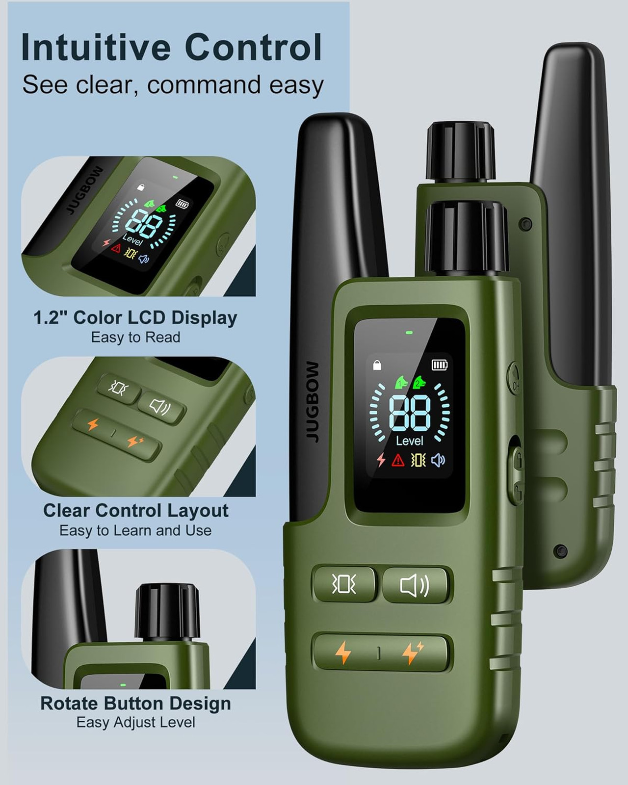 Dog Training Collar with Remote, Waterproof Shock Collar, 4500ft Range, 4 Modes
