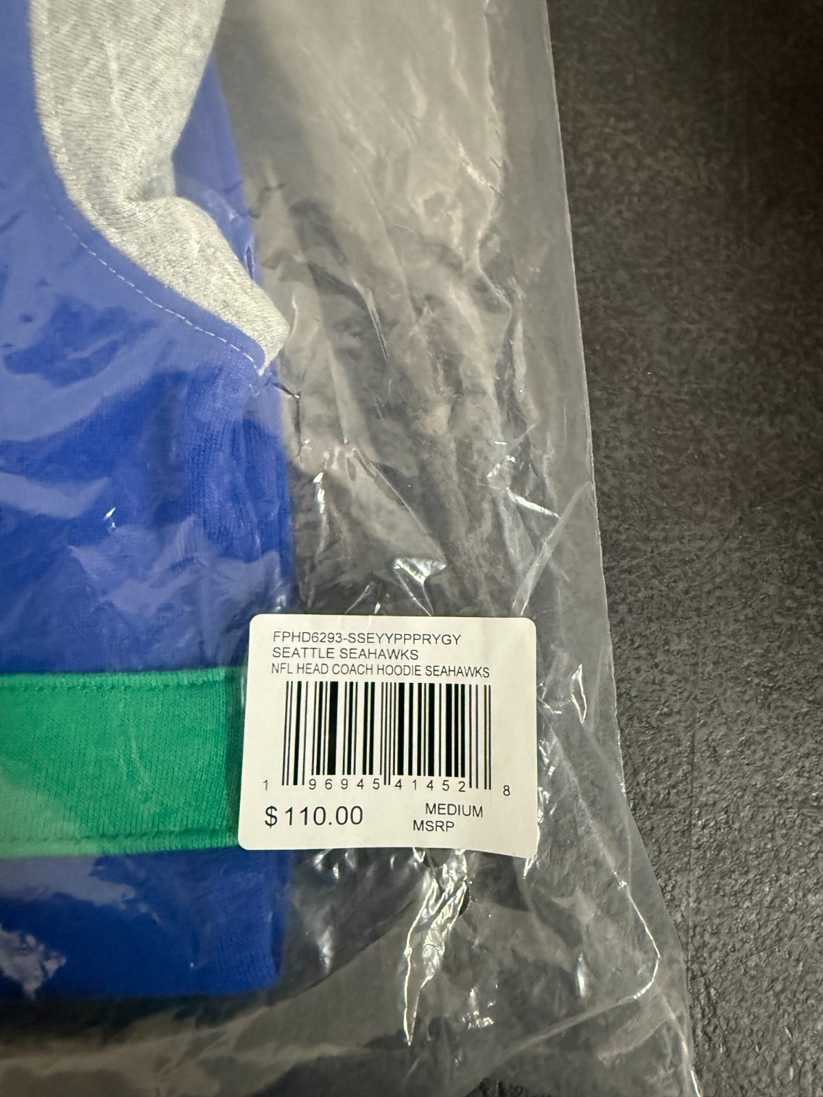 seattle seahawks head coach hoodie Mitchell & ness throwback Medium