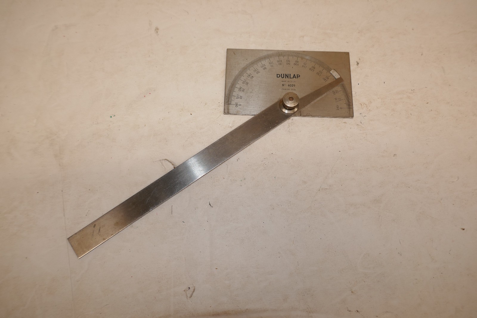 Vintage Dunlap No. 4029 Stainless Steel Machinists Protractor MADE IN USA