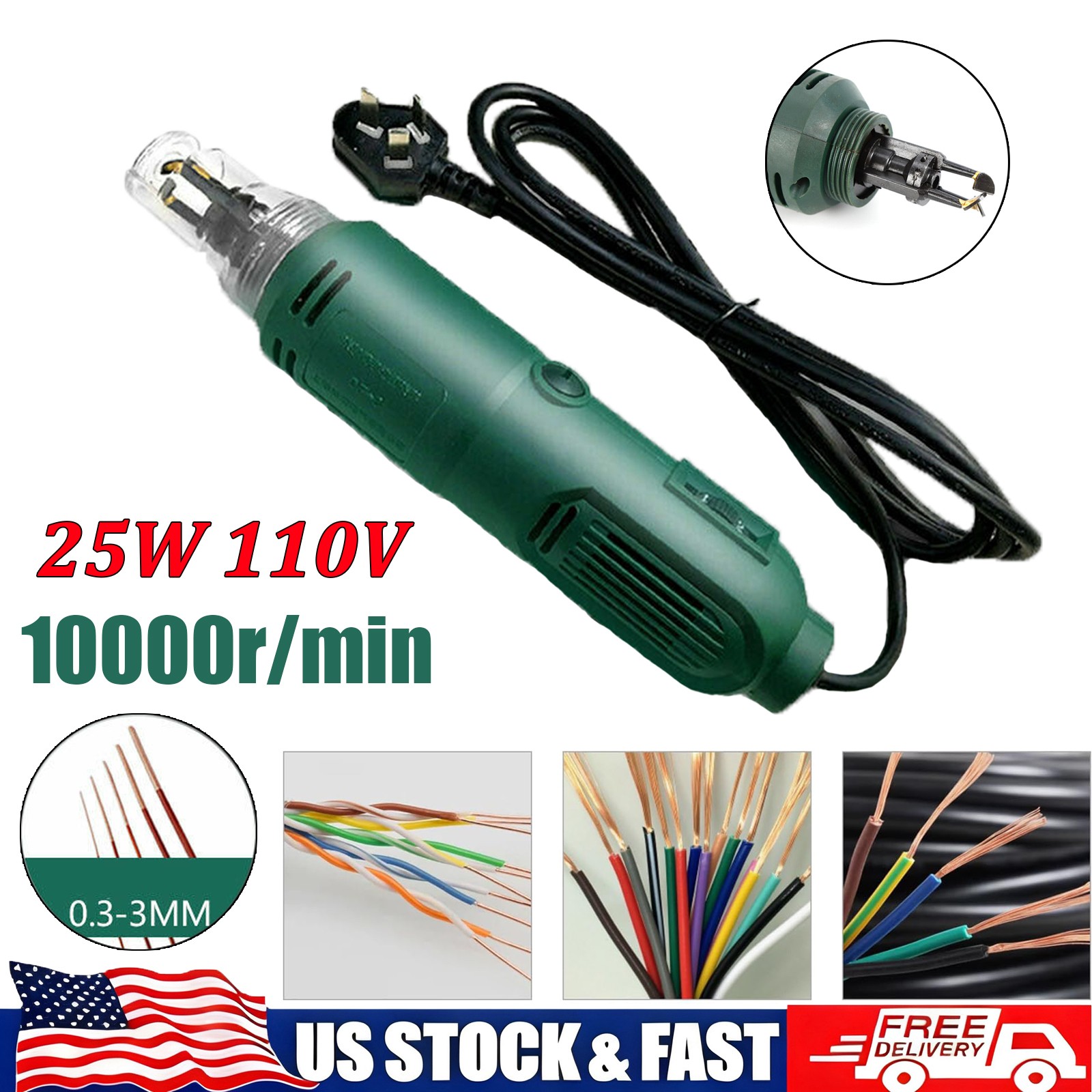 Handheld Magnet Wire Stripping Machine Stripper Cutter Hand Scraper Tool 110V