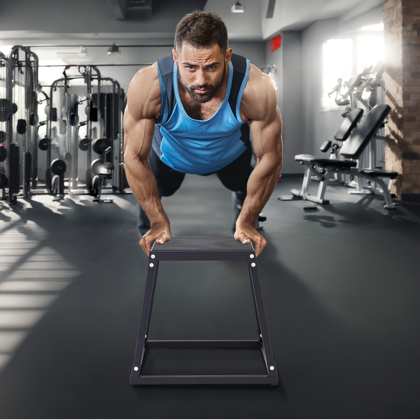 Uimoso 18" Plyometric Jump Box Fitness Exercise Plyo Box Step Cross Black