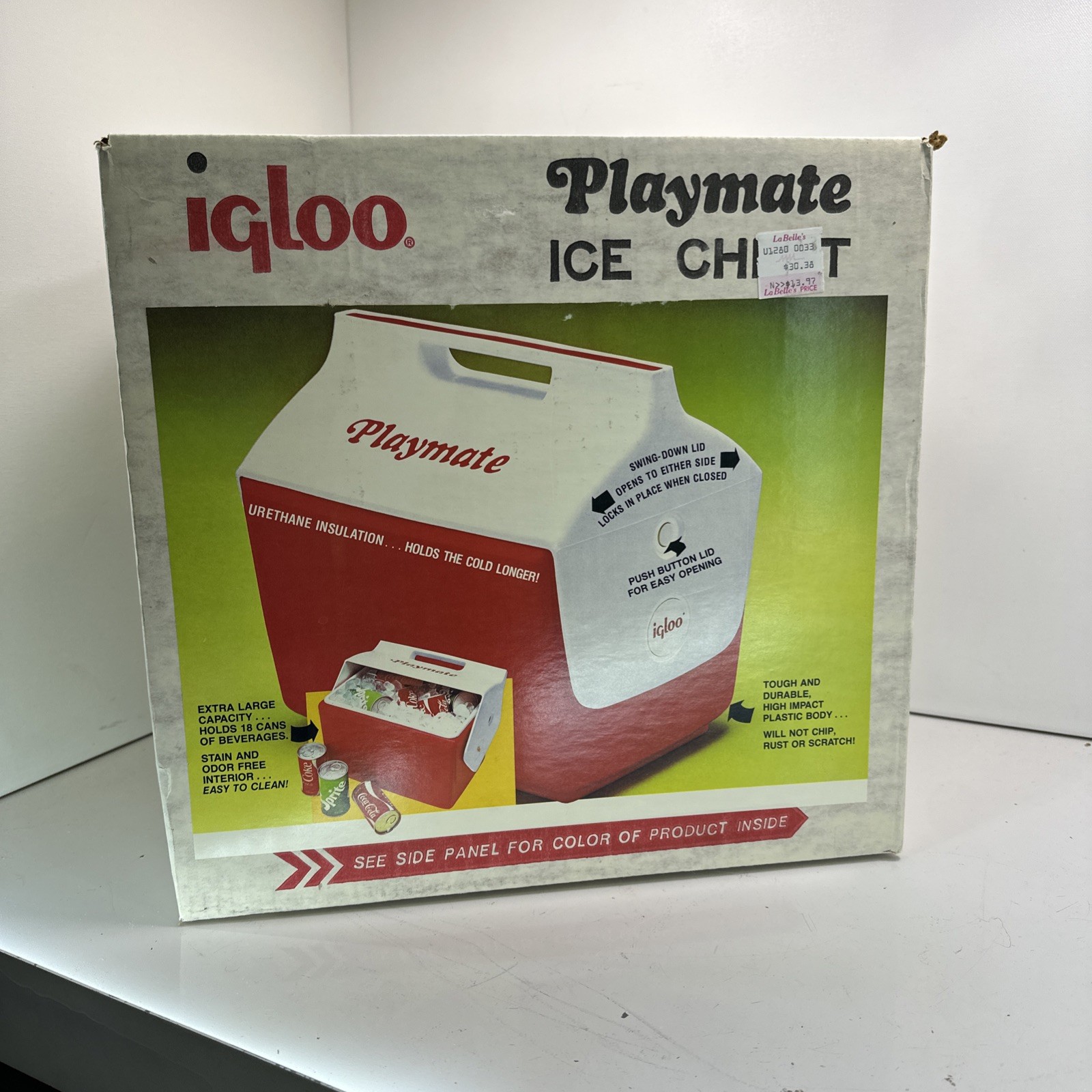 Vintage Playmate Igloo Cooler Ice Chest  Model 1371 Red Body w/Original Box 1982