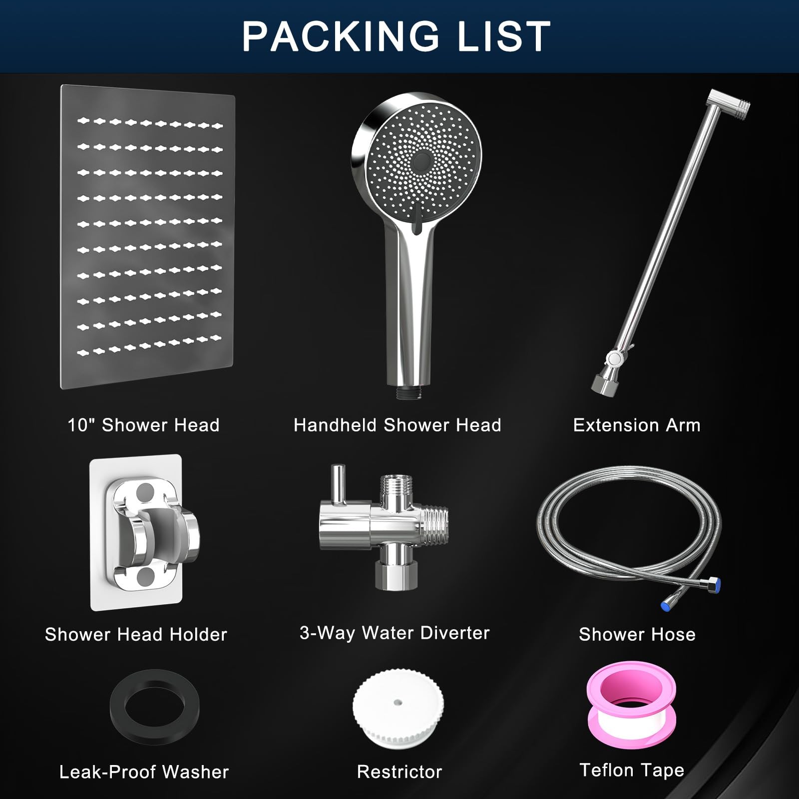 Shower Head, Rain Head with Handheld Spray 10 Inch - Standard, Silver