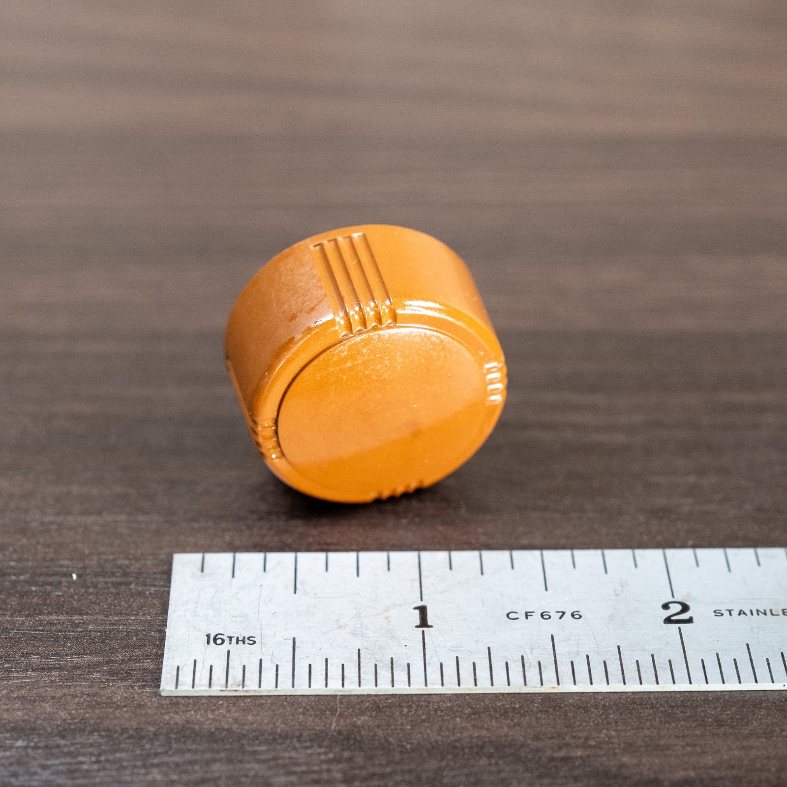 Midcentury Tube Radio Knob 1940s-50s Brown Bakelite 1pc 1/4" D Shaft