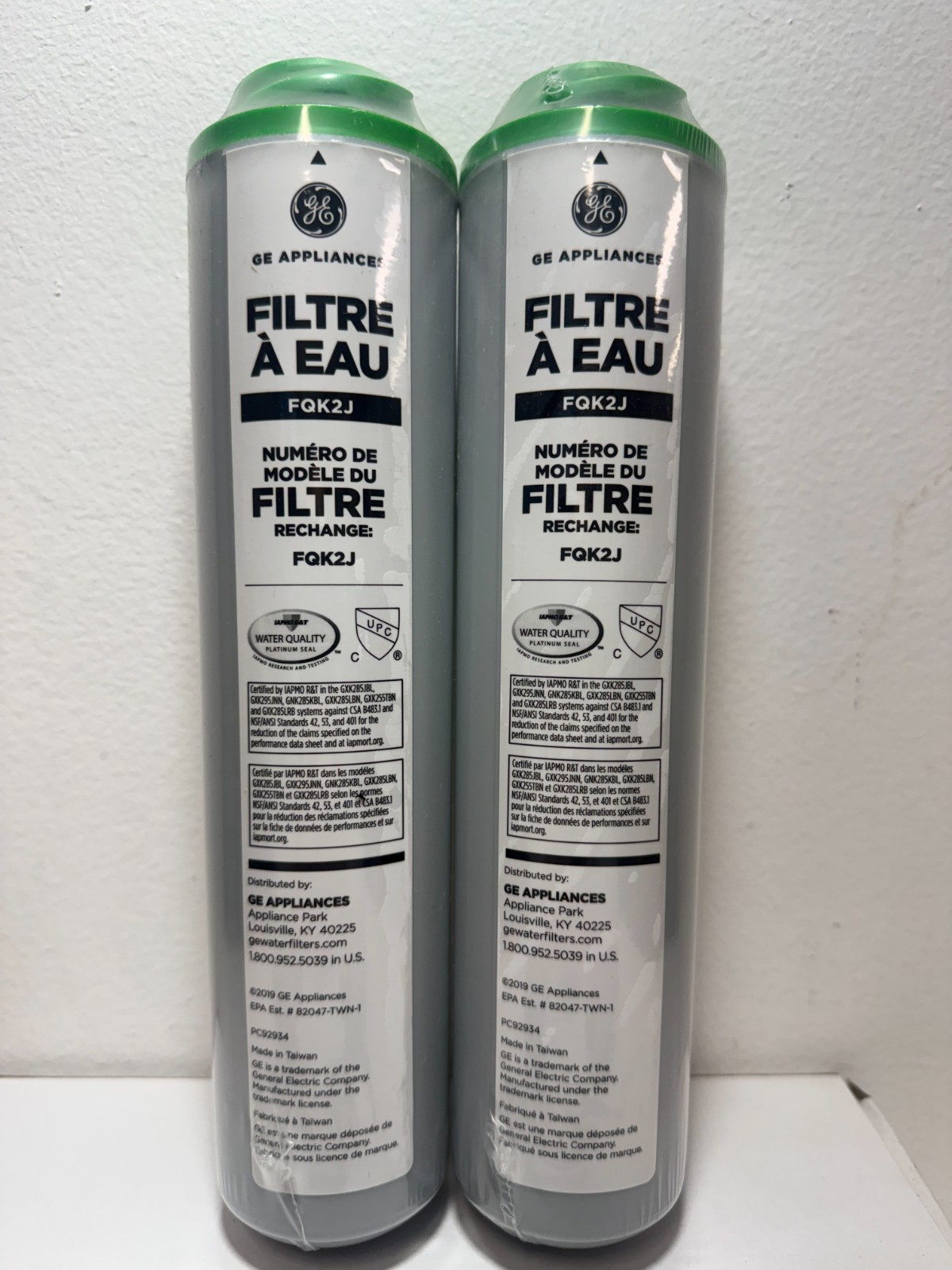 2 PACK GE FQK2J Under Sink Dual Flow Drinking Replacement Water Filter USA