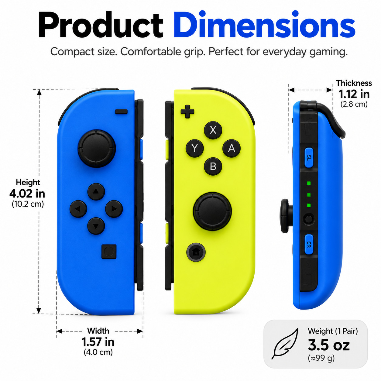 Wireless Joy Con Controllers Compatible with Nintendo Switch Blue & Neon Yellow