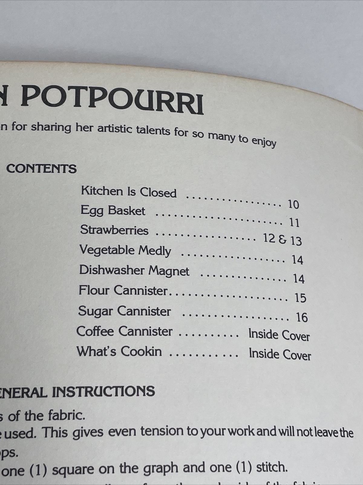 June Grigg Kitchen Potpourri Book 6 Cross Stitch Pattern