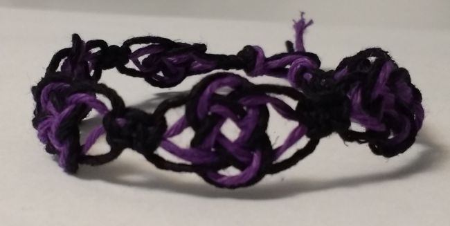 black and purple hemp pretzel knot celtic bracelet