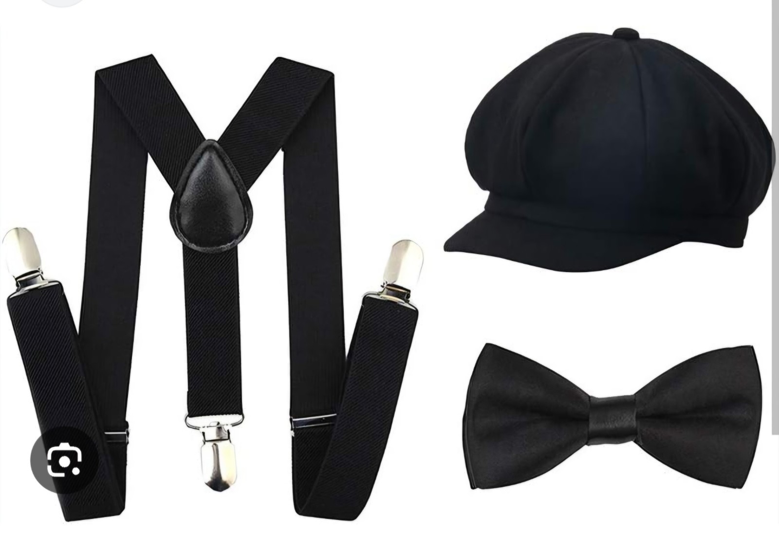Youth Newsboy Gangster Great Gatsby Hat Suspenders And Bow Tie