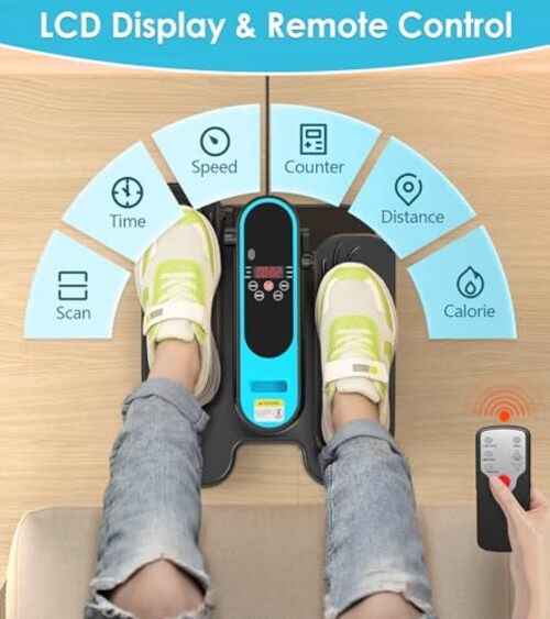 2025 New Under Desk Elliptical Machine,Portable Seated Pedal Exercise Blue