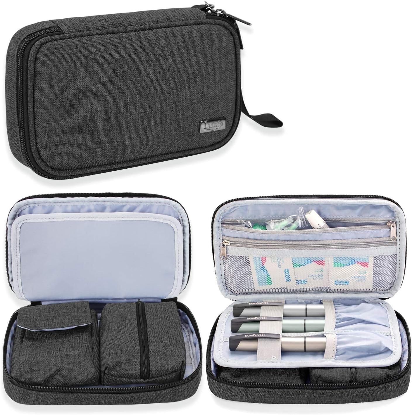 Multi-Function Black Diabetic Supplies Case - Keeps Your Essentials Organized