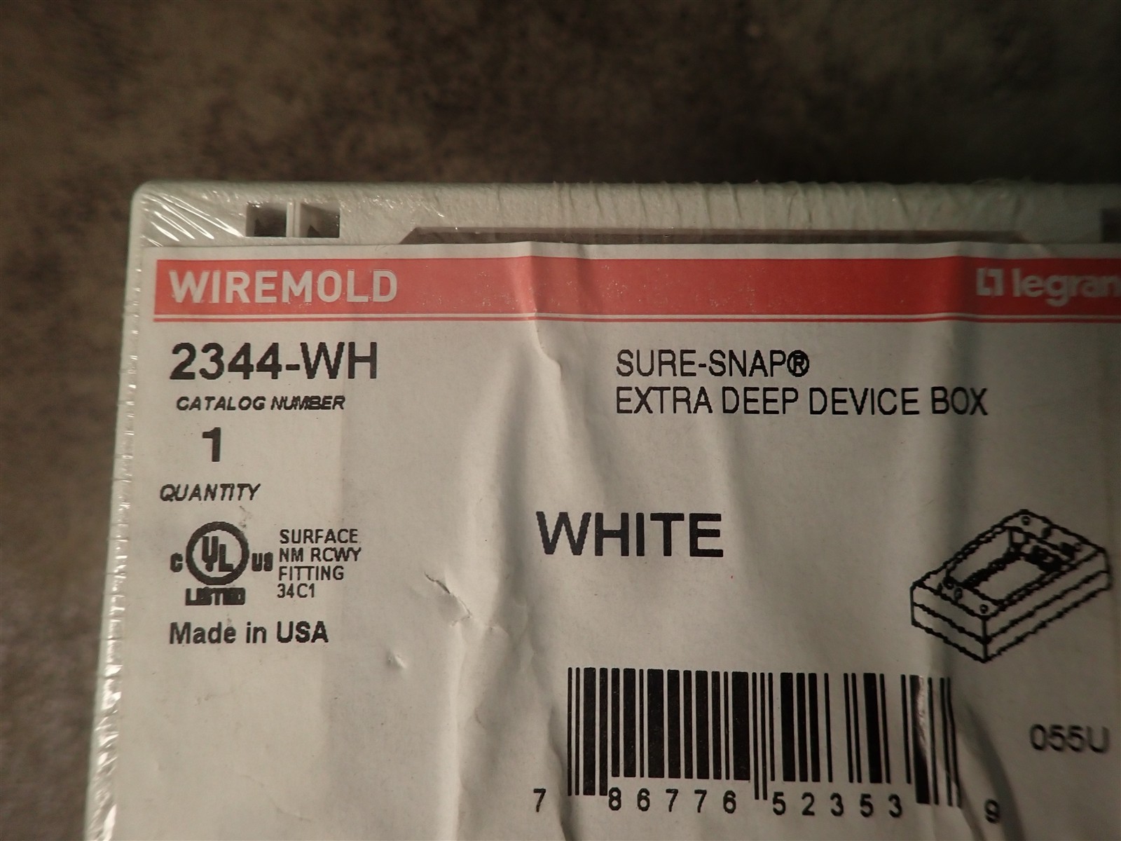 NEW Wiremold 2344-WH White Sure-Snap Extra Deep Device Box (G84)