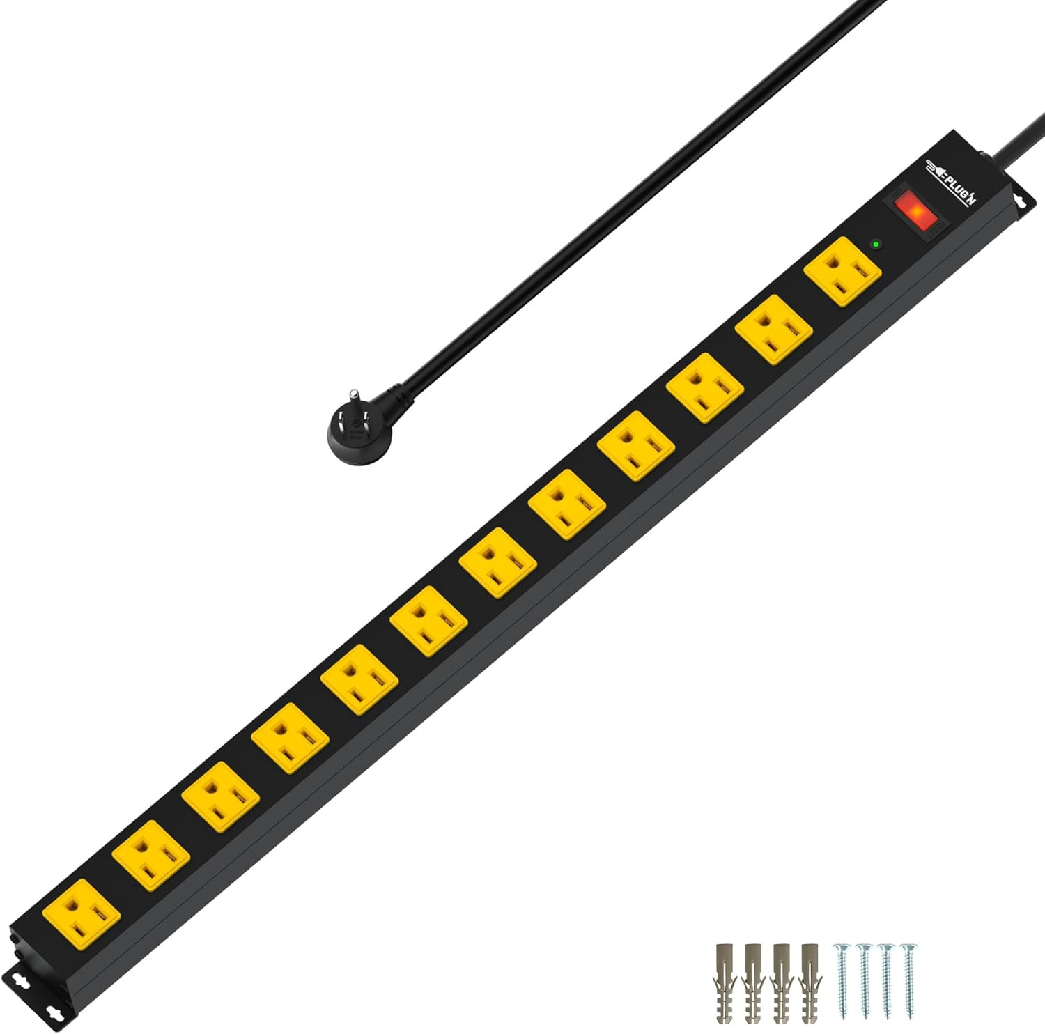 12 Outlet Long Power Strip, 2100 Joules Surge Protector, 6FT Power Cord, Wide Sp