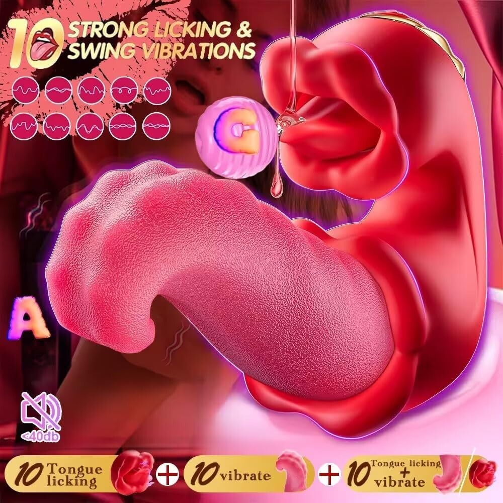 Tongue Vibrator Licking Dildo G-Spot Clit Massager Adult Sex Toys For Women