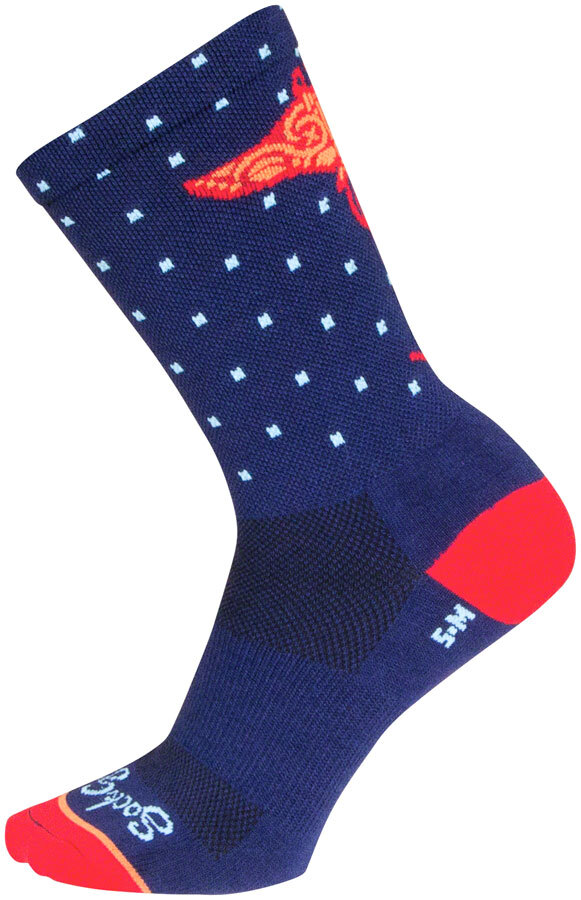 SockGuy Ray Crew Socks - 6 inch, Blue/Orange/Red, Small/Medium