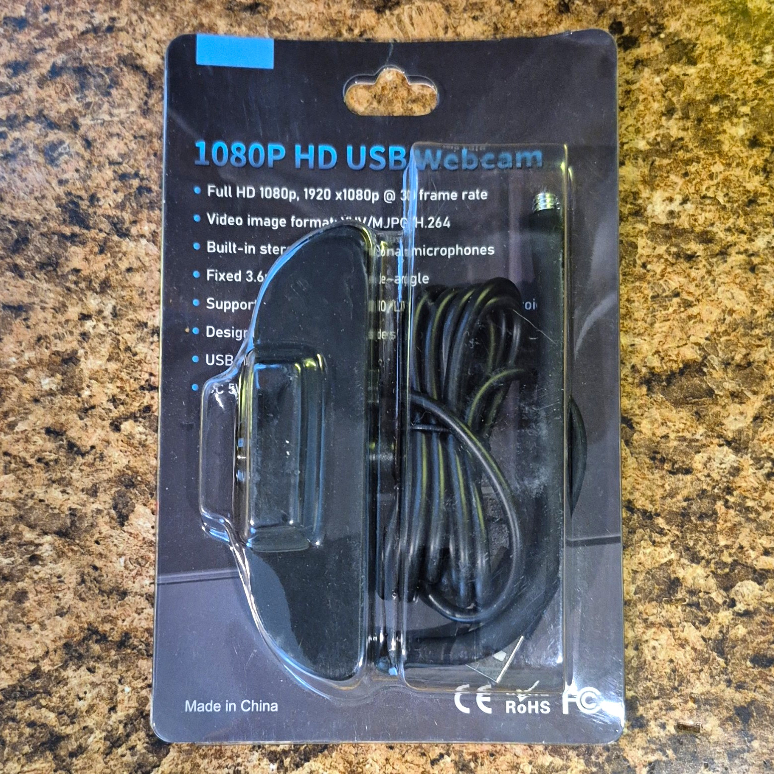 1080P HD USB Webcam 1920x1080 30fps Built-in Microphone Black