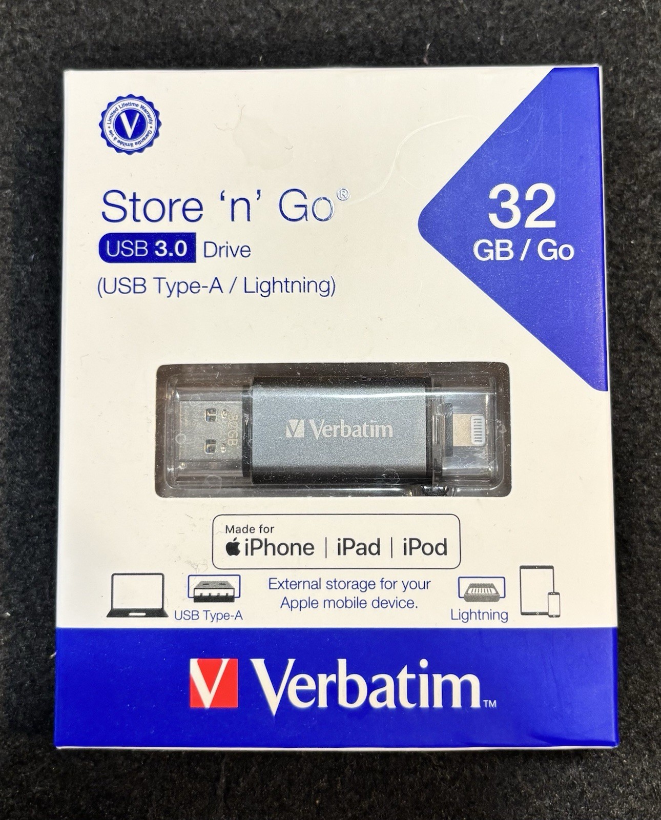 “BRAND NEW” Verbatim Corporation  32Gb Istorengo Dual Flash Drive Usb 3.0