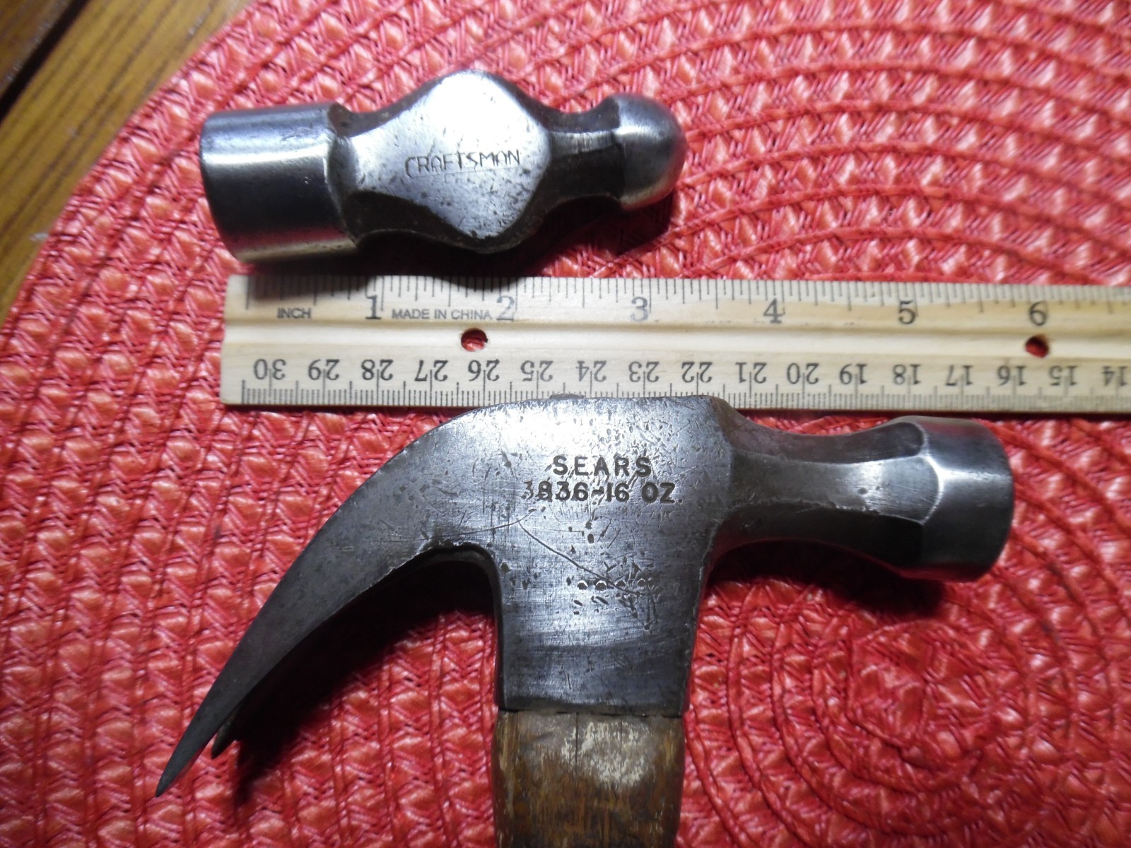Vintage Craftsman 9 oz Ball Peen Hammer Head 3 CLAW SEARS 16 Ounce Construction