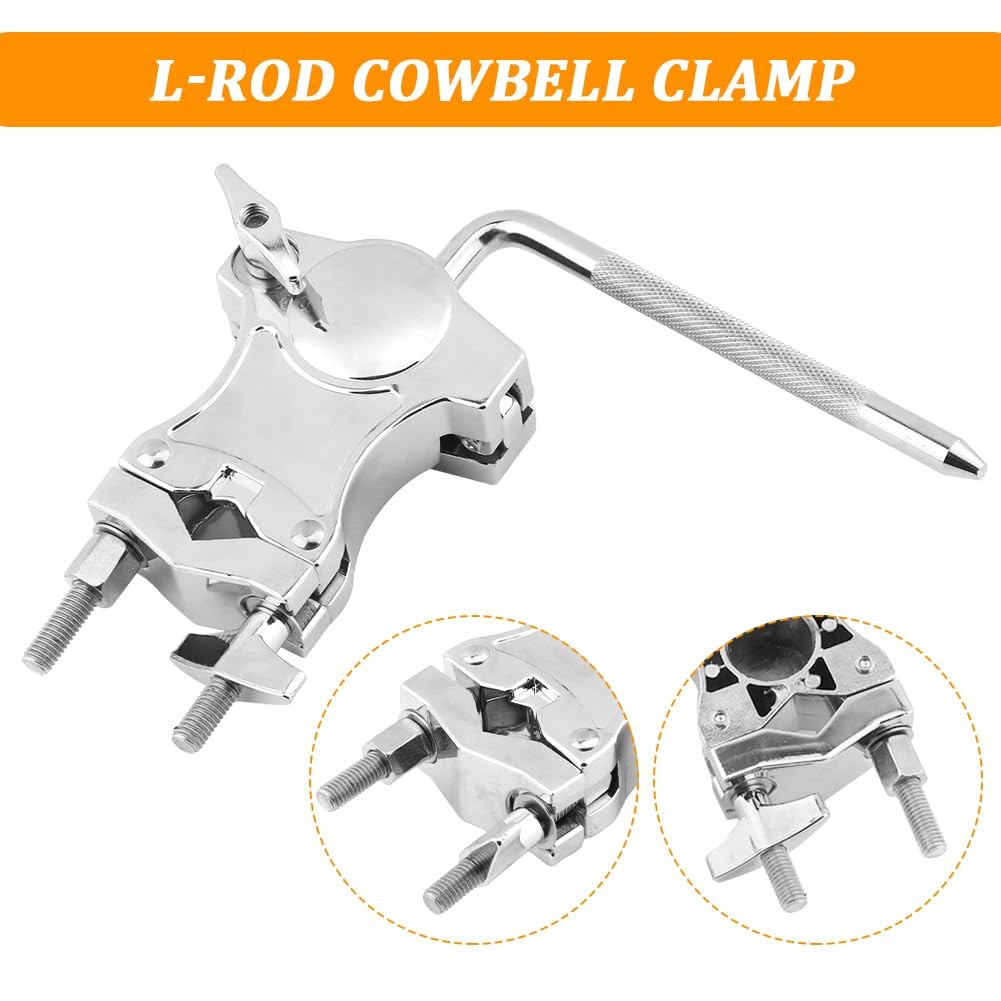 Cowbell Clamp L Rod Holder Adjustable Mount Bracket for Drum Percussion