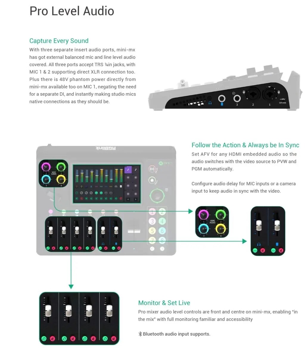 Rgblink mini-mx 4K multi-Channel Live Streaming Video Switcher Panel Web Control