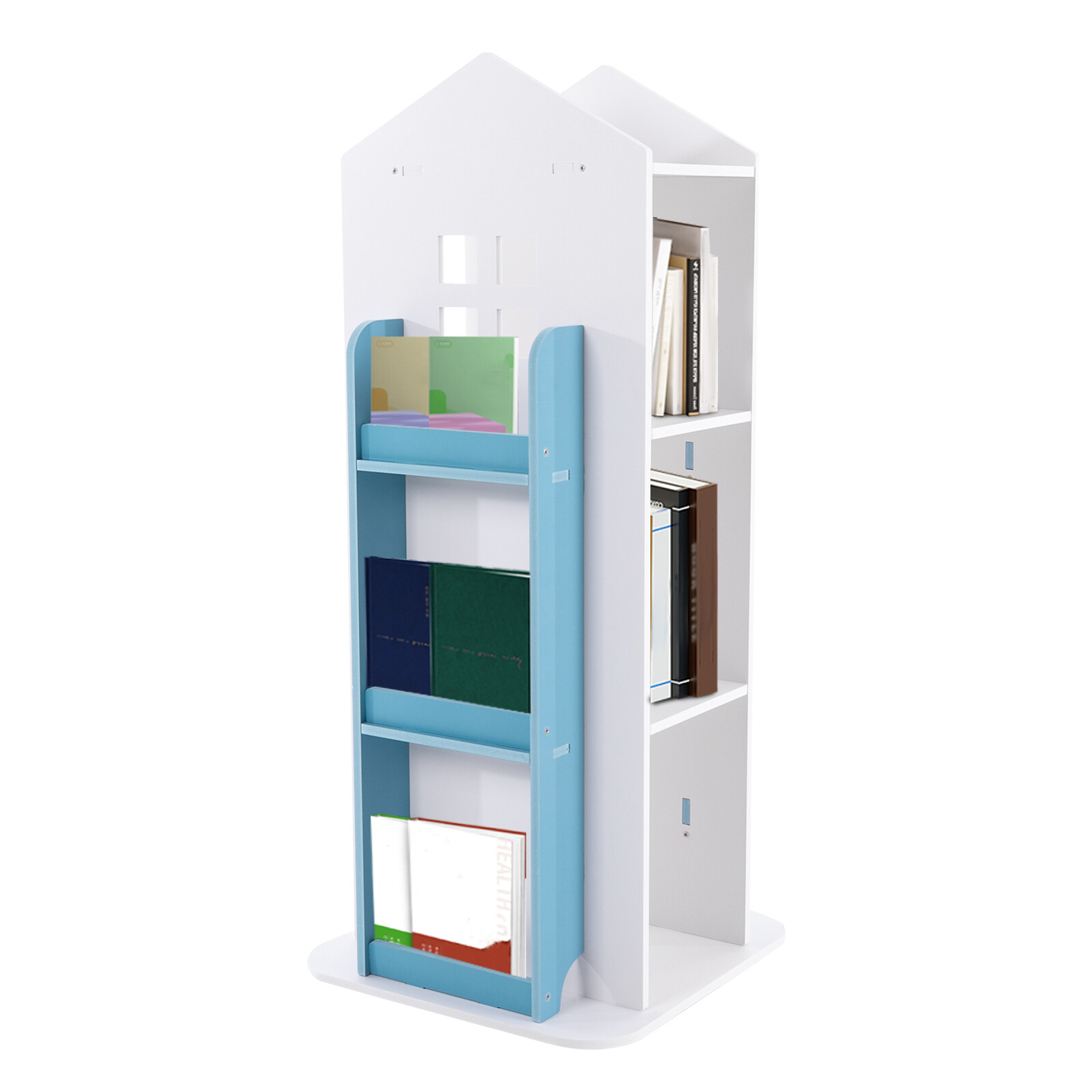 360° Rotating Bookshelf Bookcase Storage Shelf Freestanding Display Rack Stand