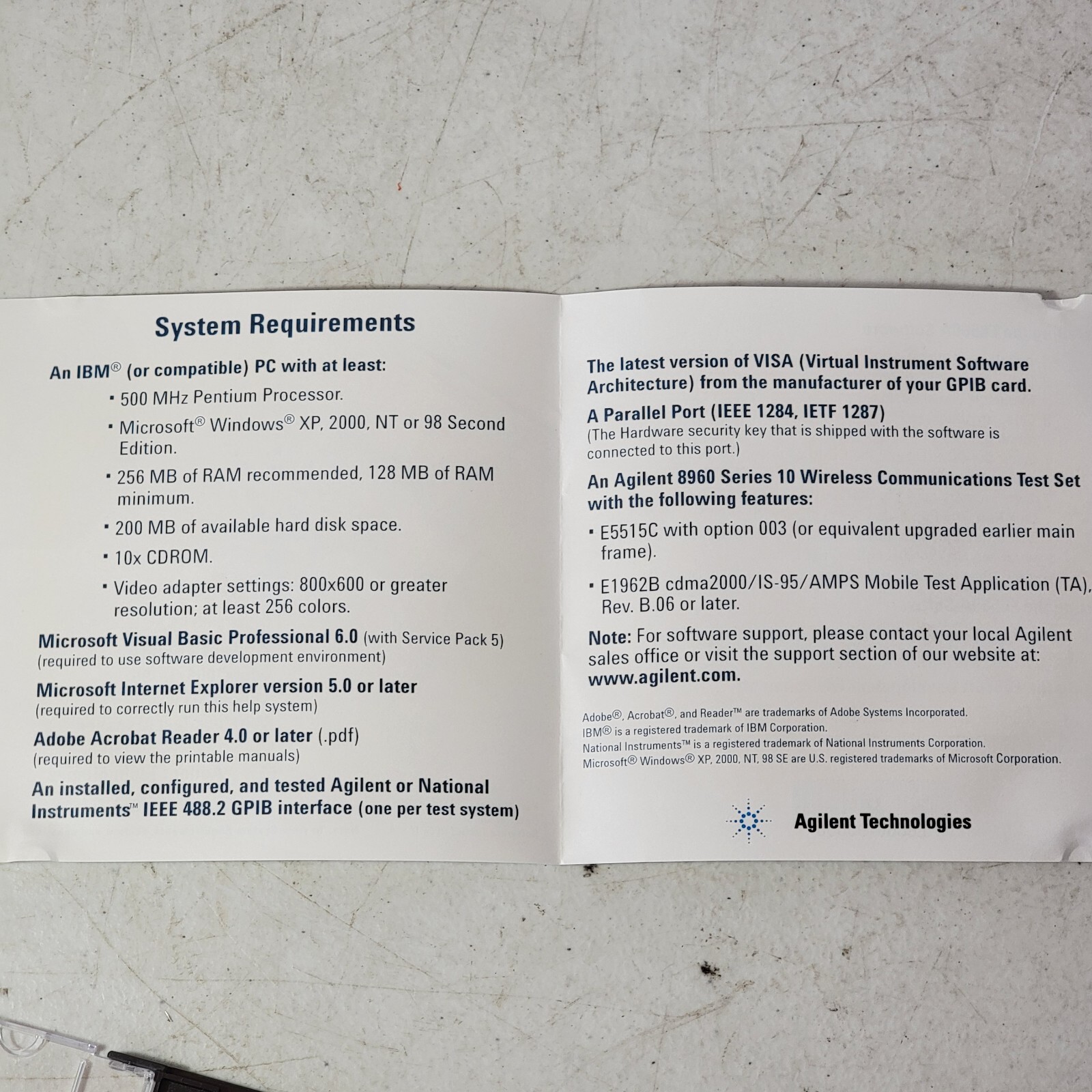 Agilent E6560A cdma2000/IS-95 Wireless Test Manager Version 3.00 Install And PDF