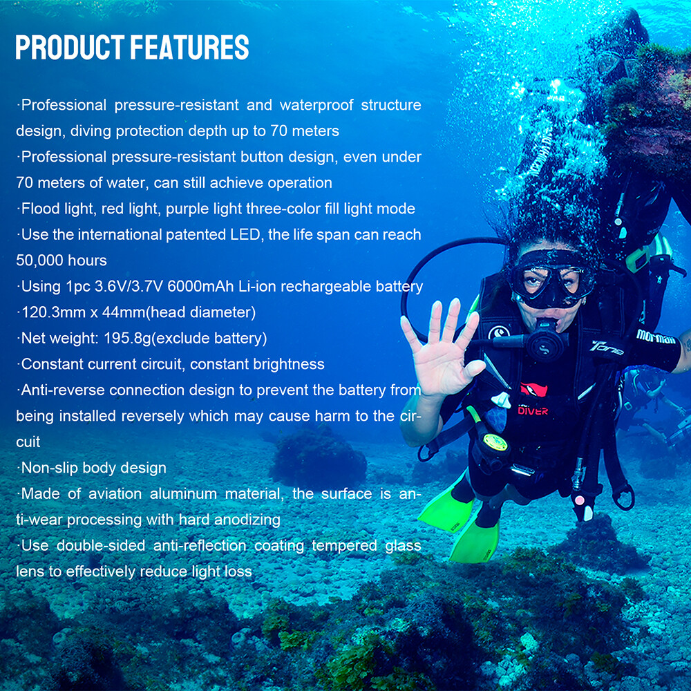 Trustfire 2350LM led Diving Light Scuba Flashlight 100M Waterproof Diving Torch