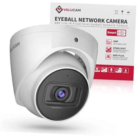 8MP IP Camera, DMSS/SmartPSS Lite, 4K PoE Turret Outdoor Starlight 8MP Cam-FBA