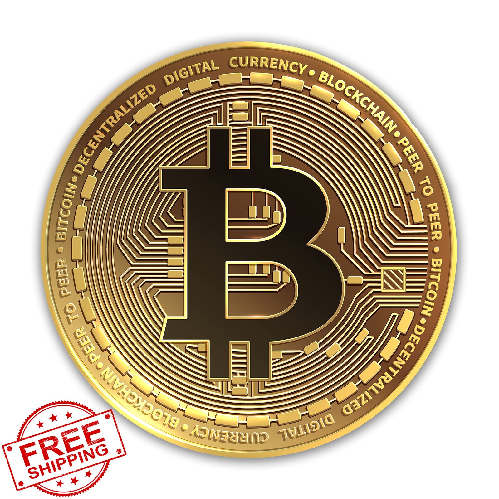 Gold Bitcoin Sticker - BTC Coin Crypto Stickers for Car Laptop Phone Window (...