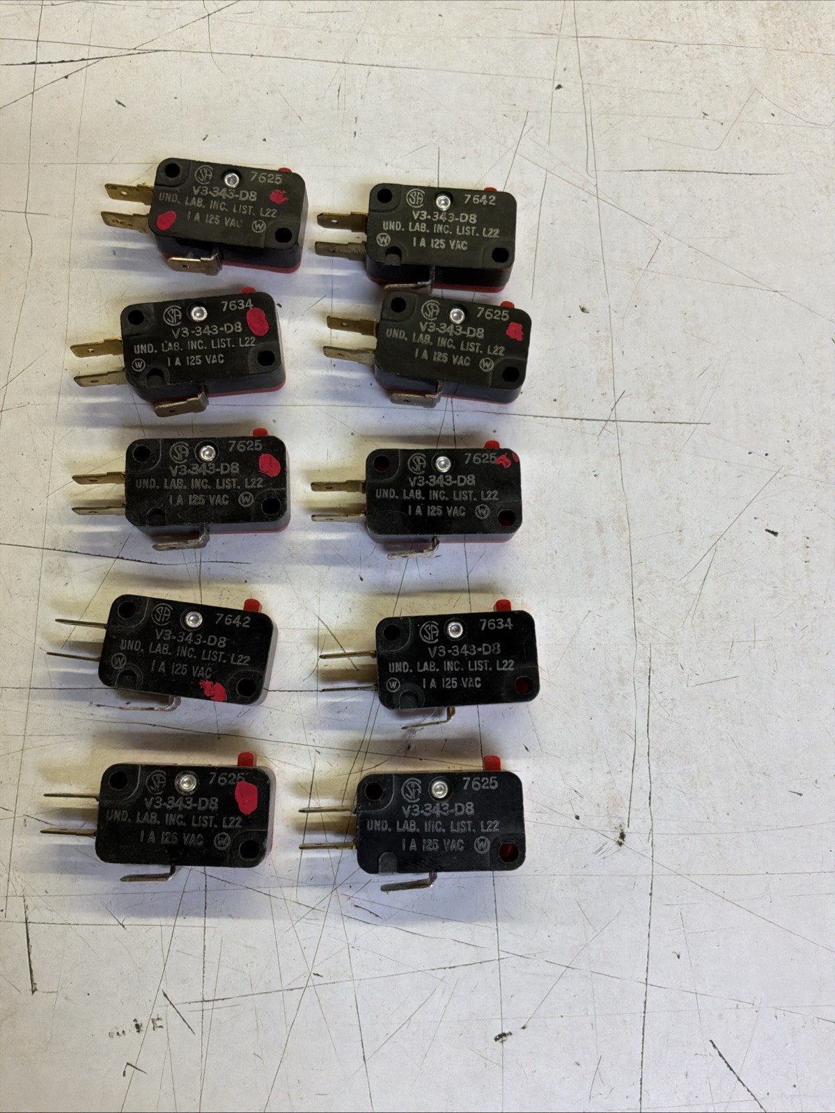MICRO SWITCH  RED  SET OF 10 PCS Model # V3-343-D8
