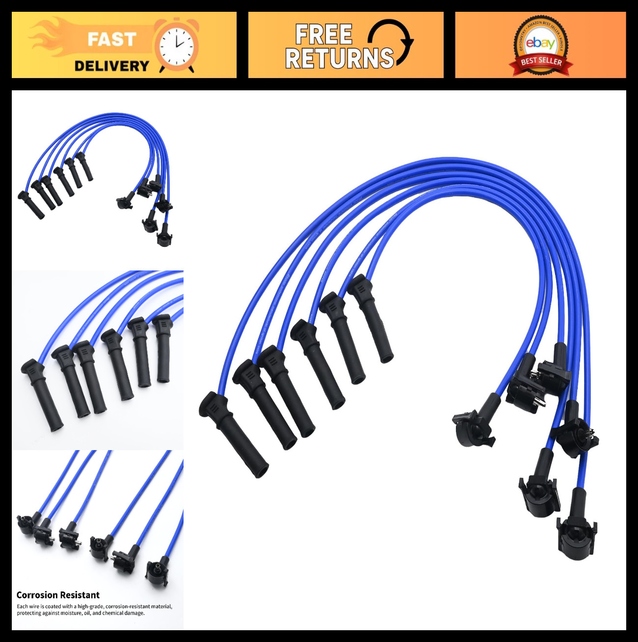 6Pcs 8mm Spark Plug Wire Set Ignition Wires Replacement for Ford Explorer 2005-2