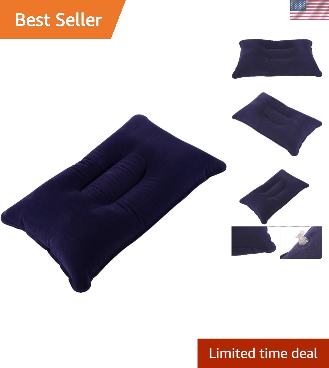 Luxurious Navy Blue Inflatable Travel Pillow: Essential for Camping Adventures