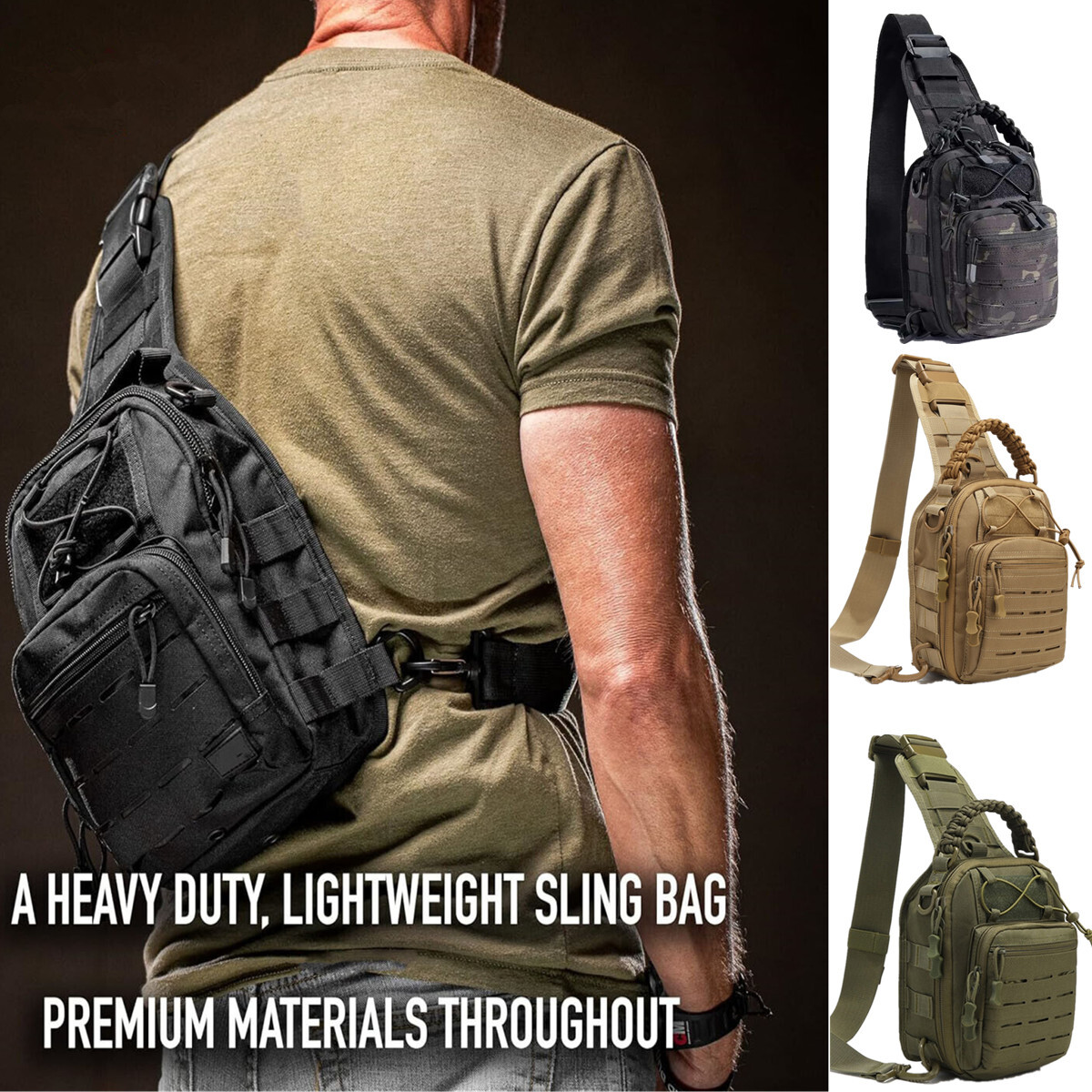 Tactical Compact Concealed Carry Sling Bag Cut Molle Pistol Holster EDC Single