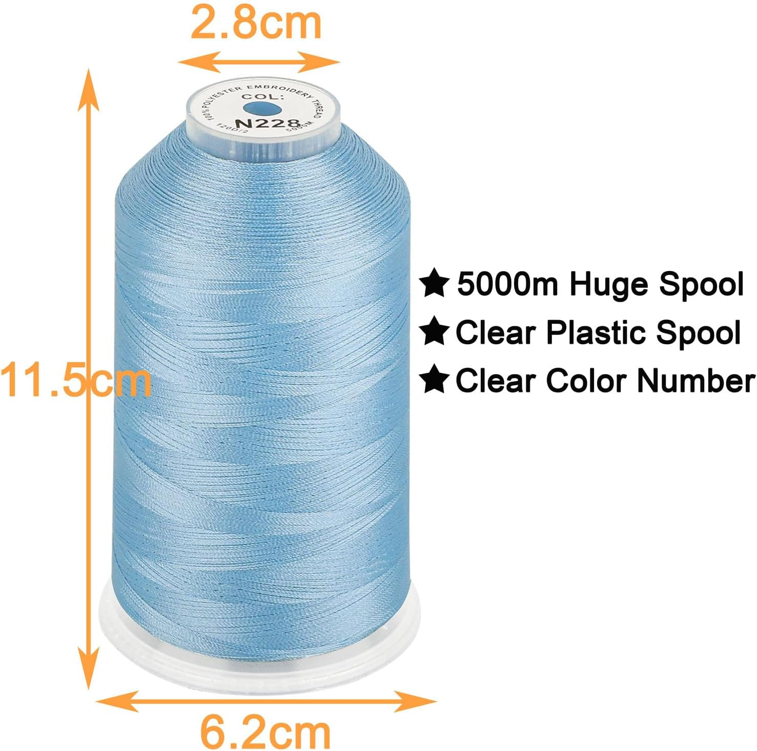 - Single Huge Spool 5000M Each Polyester Embroidery Machine Thread 40WT for Comm
