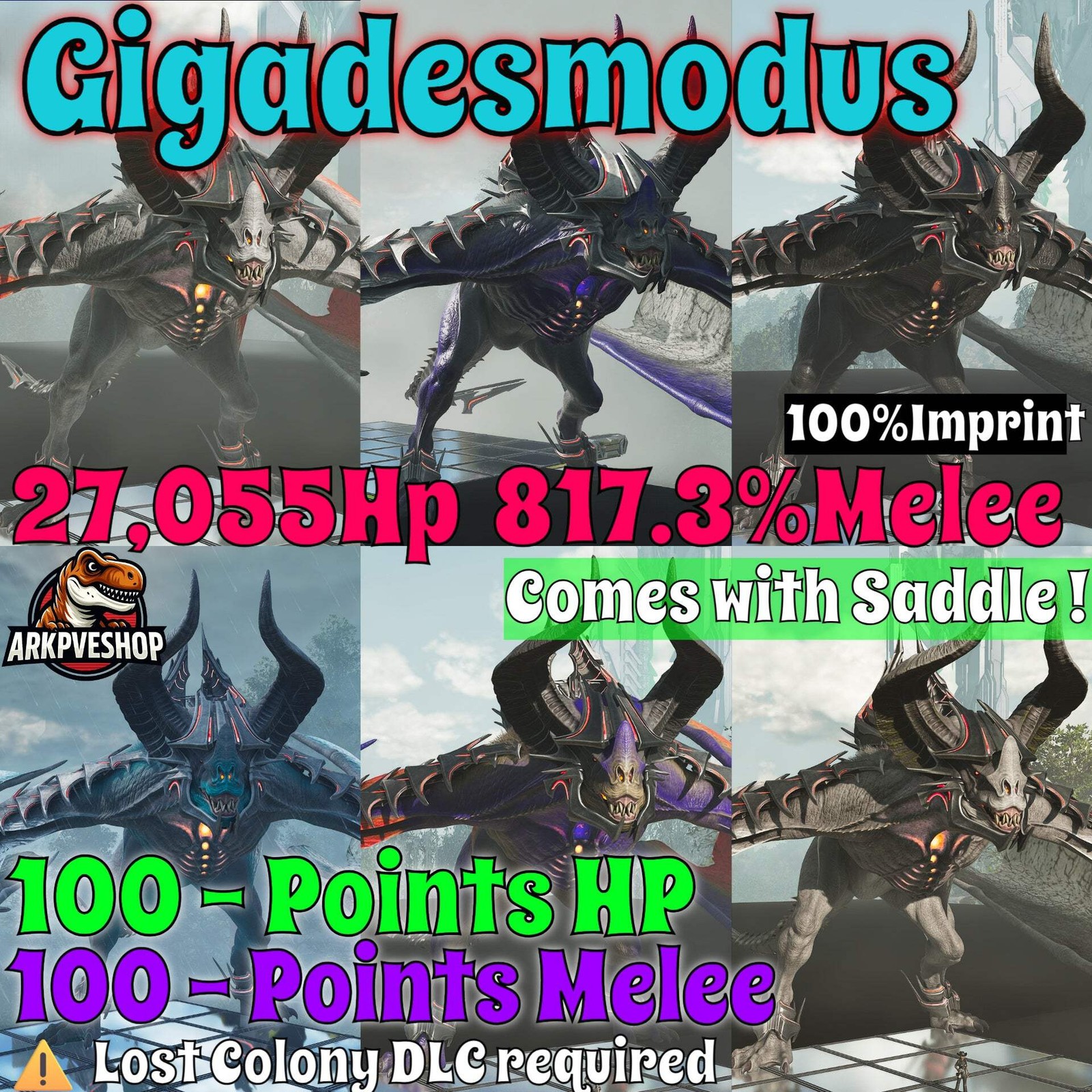 Gigadesmodus Adults best Stats include ASA PVE 🦖ARK Survival Ascended