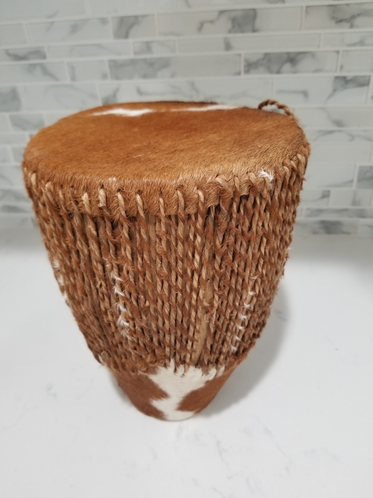 Handmade African Tribal Drum Goat Skin Bongo Djembe 8.5” Tall Music Instrument