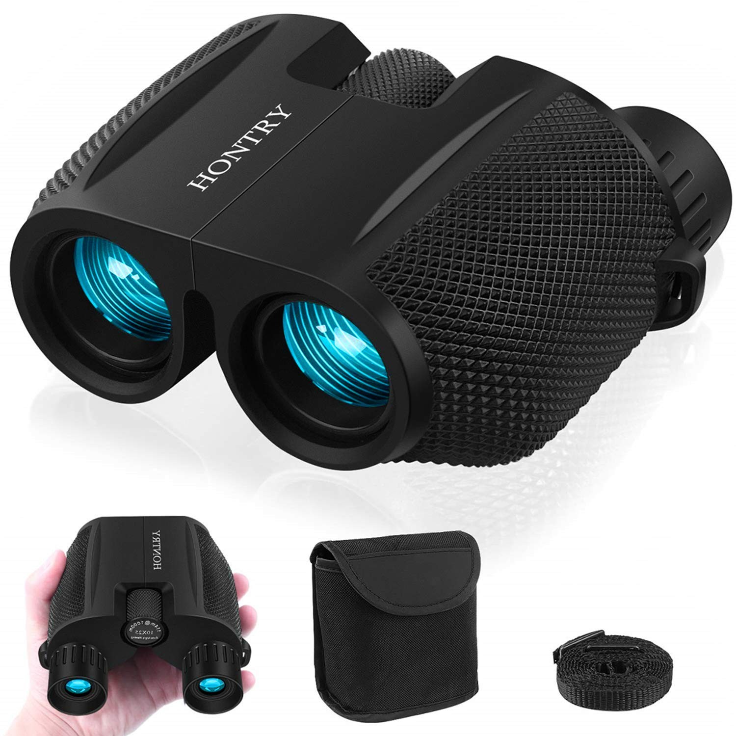 Hontry Binoculars for Adults and Kids, 10x25 Compact 10x25, Black