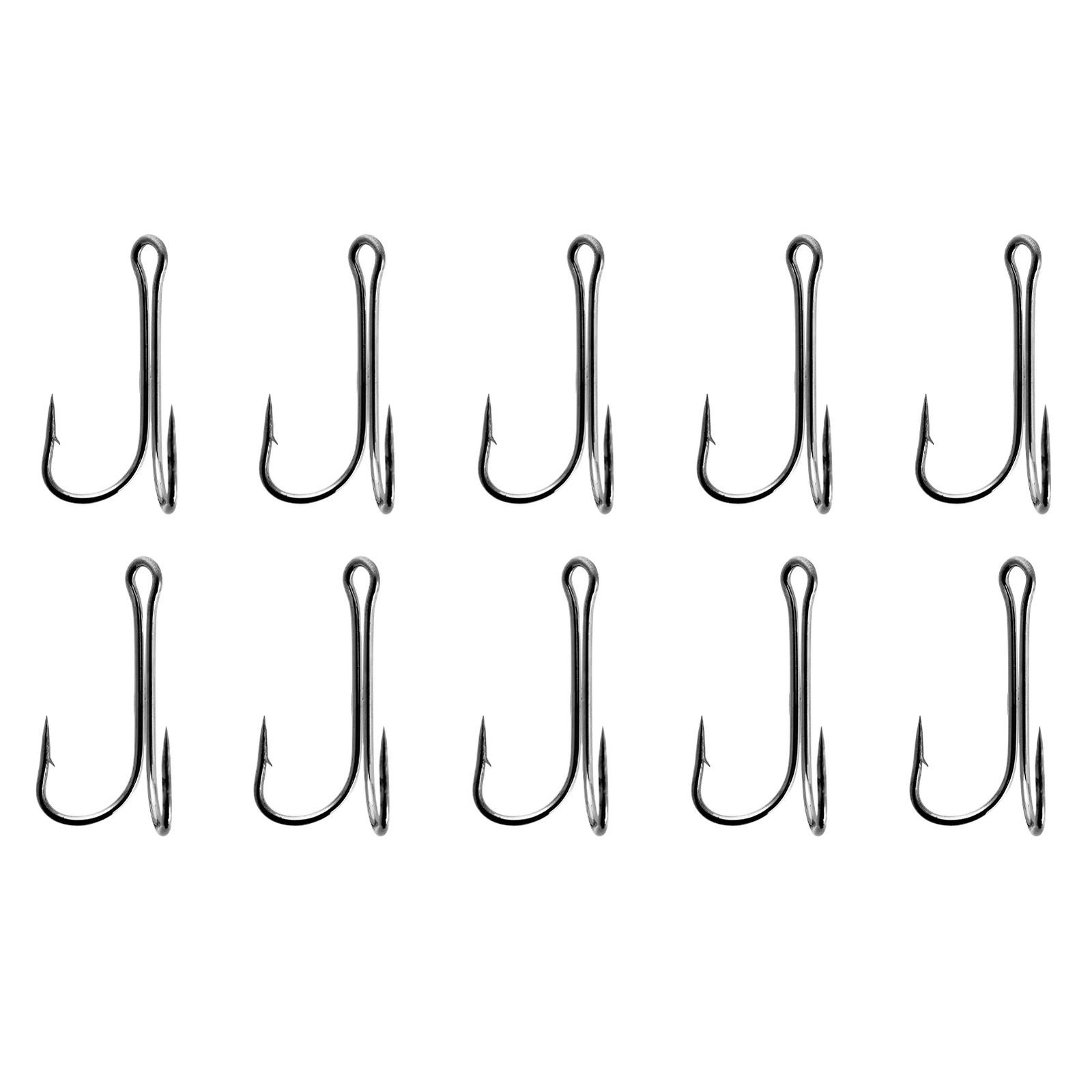 10Pcs Double Fishing Hook Saltwater Open Shank Frog Hook Stainless steel Barb