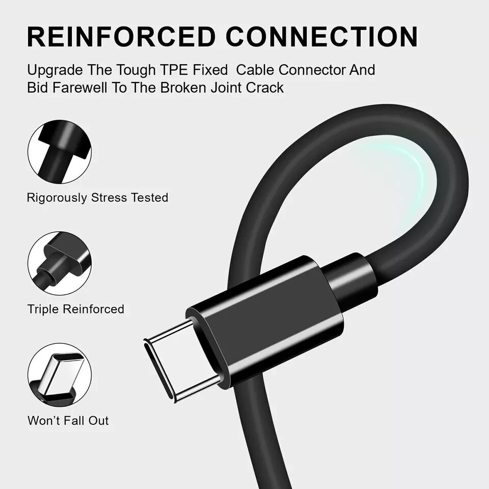 Black USB-C to USB C Type-C Fast Charging Data SYNC Charger Cable Cord 6ft