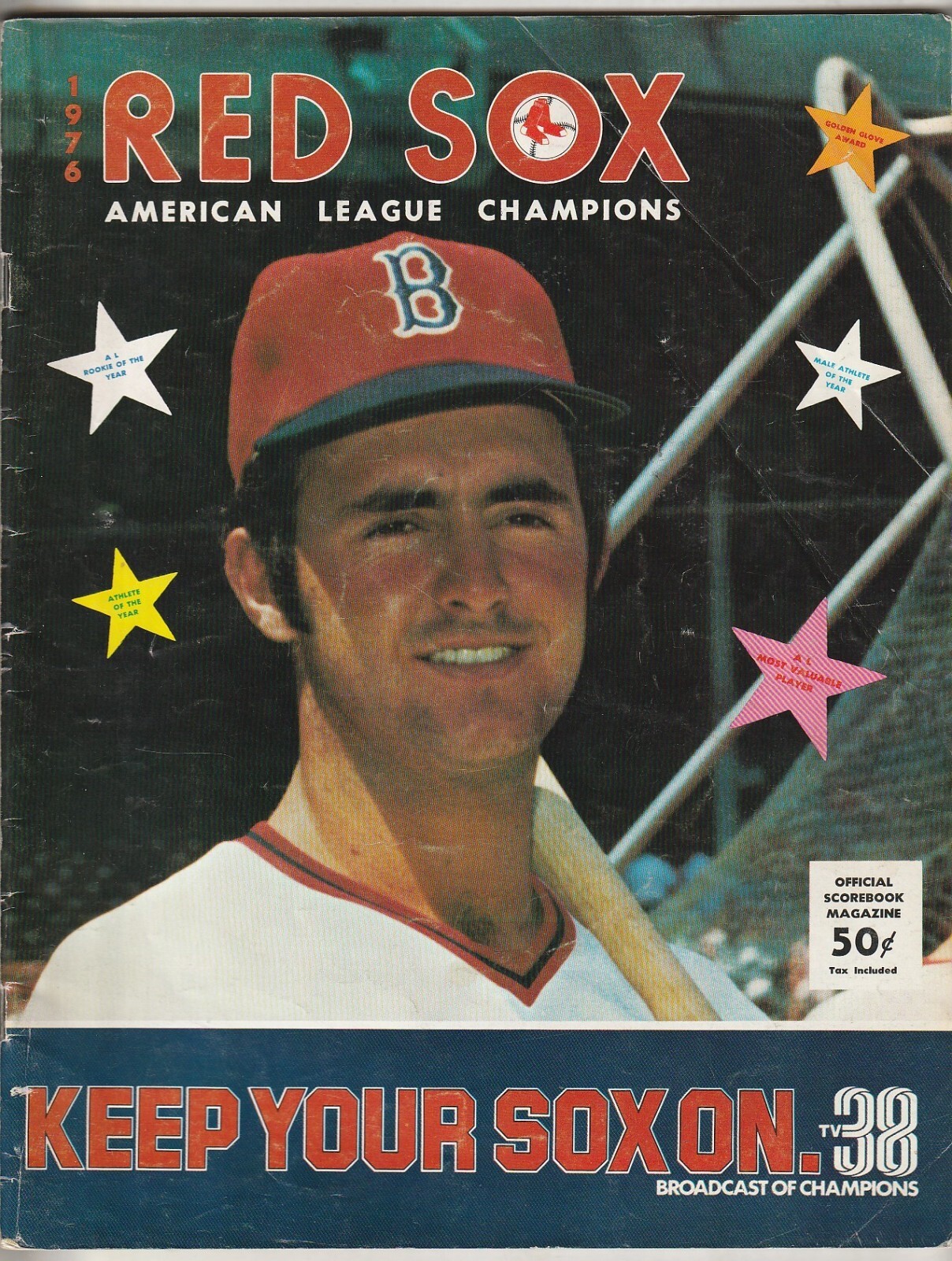 1976 Boston Red Sox vs Milwaukee Brewers Baseball Program----Fred Lynn    Good