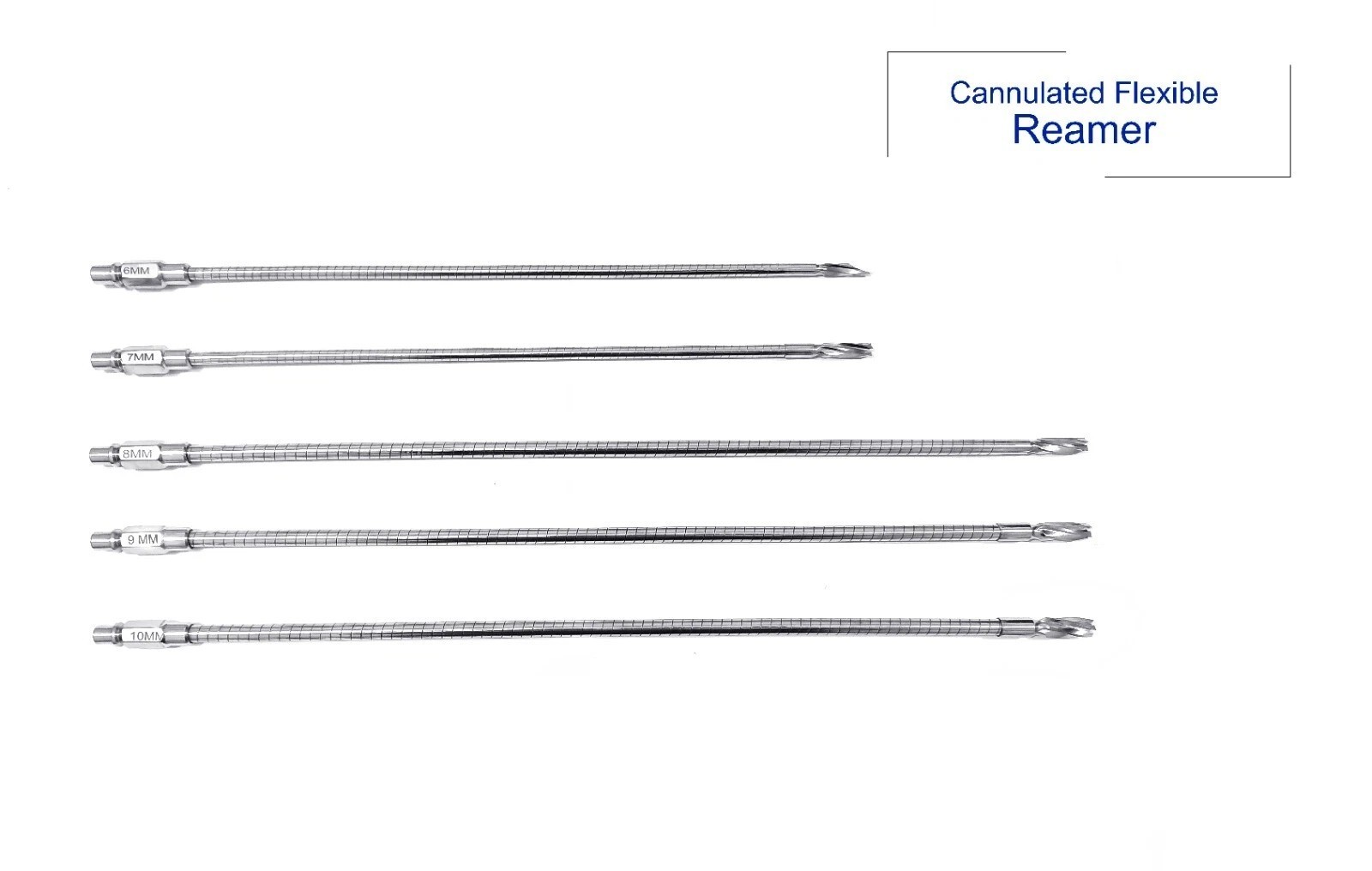 Orthopedic Cannulated Flexible Reamer 6mm to 10mm Lot of 5pcs