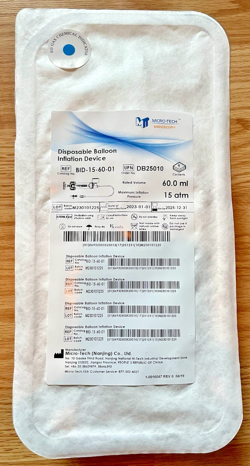 Microtech Endoscopy Disposable Balloon Inflation Device-Esophageal Strictures